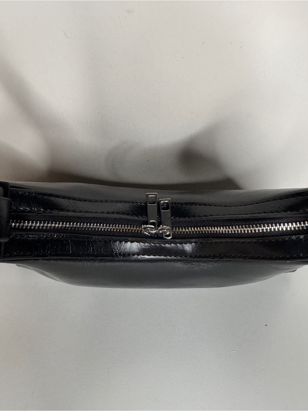 Black Baguette Shoulder Bag Y2K Minimalist Faux Leather Purse - Picture 6 of 11